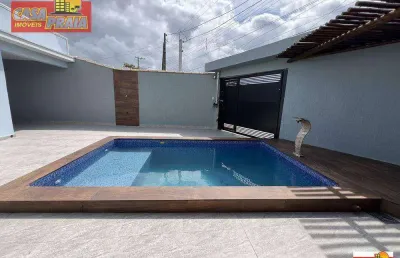 50 metros da praia casa nova lote inteiro com piscina 3 quartos, 115 m² por r$ 749.000 - balneário santa eugênia - mongaguá/sp