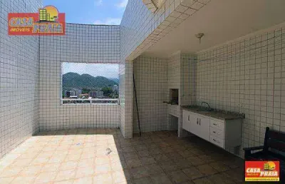 Oferta cobertura mongaguá nova duplex 2 dorms c/ churrasqueira em prédio frente ao mar.