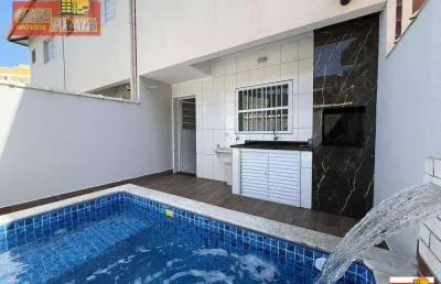 40 metros da praia sobrado em condomínio 2 quartos piscina e churrasqueira, 101 m² por r$ 389.000 - plataforma - mongaguá/sp