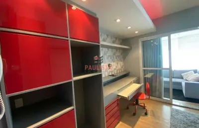 Apartamento studio, finamente mobiliado e decorado com 1 vaga, lazer completo, local nobre.