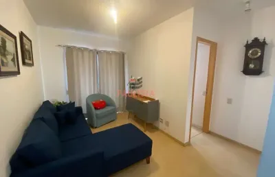 Apartamento mobiliado  1 dormitório suite, sala com lavabo e sacada, cozinha com área de serviço, 1