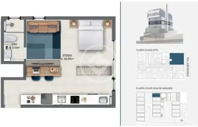 Studio no centro de florianópolis com uma vaga de garagem e louge, espaço gourmet, pet place, sauna e muito mais na área de lazer! codigo: 129699