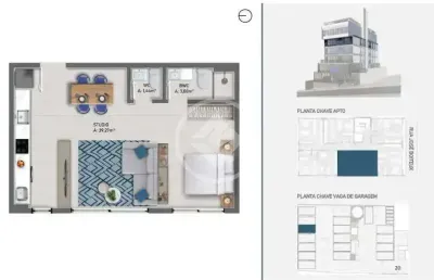 Studio no centro com uma vaga de garagem e sauna, área gourmet, pet place, lauge e muito mais na área de lazer! codigo: 130045