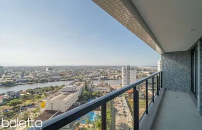 Apartamento 1 dormitório mobiliado e decorado com sacada vista para o rio em tor