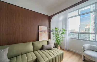 Venda de apartamento reformado e mobiliado  com linda vista mar na praia do josé menino em santos / sp