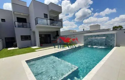 Lindo sobrado com 3 suítes, área gourmet integrada à sala de jantar e piscina, 4 vagas em um dos melhores condomínios o piemonte em indaiatuba sp!