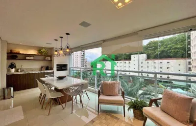 Apartamento à beira mar com 3 dormitórios (1 suíte), 2 vagas, área de lazer, jardim astúrias, guarujá/sp