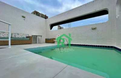 Cobertura com 3 dormitórios (1 suíte), 3 banheiros, 1 vaga, piscina - tombo - guarujá/sp