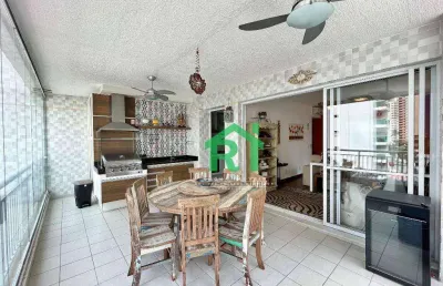 Apartamento com varanda gourmet, 3 dormitórios (1 suíte), 2 vagas, jardim astúrias - guarujá/sp