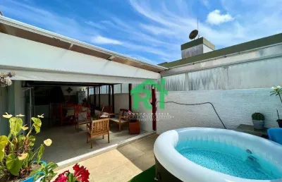Cobertura penthouse com 3 dormitórios (1 suíte), piscina e churrasqueira - tombo - guarujá/sp