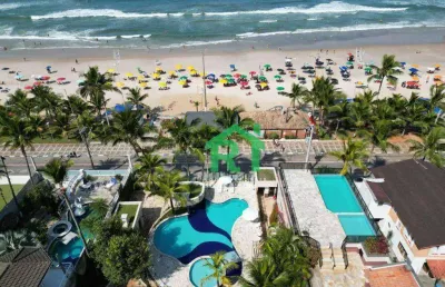 Apartamento pé na areia com 3 suítes, 2 vagas, área de lazer, tombo - guarujá/sp
