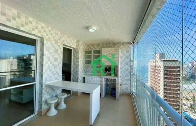 Apartamento vista mar, varanda gourmet, 3 dormitórios (1 suíte), 2 vagas, astúrias, guarujá/sp