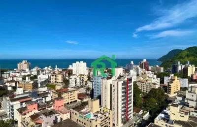 Apartamento com vista mar, 3 dormitórios (1 suíte), 2 vagas, lazer, jardim astúrias, guarujá/sp
