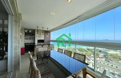 Apartamento beira mar, 3 dormitórios (3 suítes), 2 vagas, área de lazer, enseada, guarujá/sp