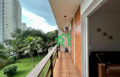 Apartamento com sacada, 2 dormitórios, 1 vaga, churrasqueira, jardim astúrias, guarujá/sp