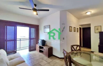 Apartamento com sacada, 2 dormitórios (1 suíte), 1 vaga, astúrias, guarujá/sp