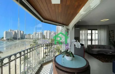 Apartamento frente mar, 3 dormitórios (3 suítes), 2 vagas, área de lazer, jardim astúrias, guarujá/sp
