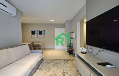 Apartamento reformado, moderno, 2 dormitórios (1 suíte), sacada, 2 vagas de garagem, astúrias, guarujá/sp