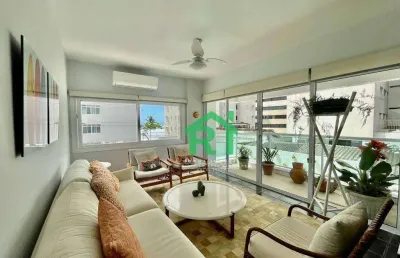 Apartamento beira mar, 3 dormitórios (1 suíte), 2 vagas, área de lazer, jardim astúrias, guarujá/sp
