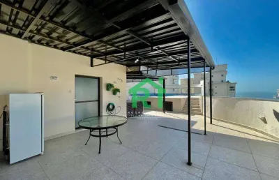Cobertura moderna, 3 dormitórios (1 suíte), 2 vagas, pitangueiras, guarujá/sp.