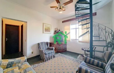 Cobertura duplex, 3 dormitórios (1 suíte), 1 vaga, tombo, guarujá/sp