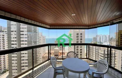 Apartamento à beira mar com 4 dormitórios (2 suítes), 2 vagas, área de lazer, jardim astúrias, guarujá/sp