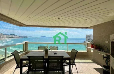 Apartamento frente mar com 4 dormitórios (4 suítes), 2 vagas, lazer, jardim astúrias, guarujá/sp