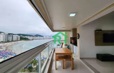 Apartamento frente para o mar, reformado, 3 dormitórios (1 suíte), lazer, 2 vagas , jardim astúrias, guarujá/sp