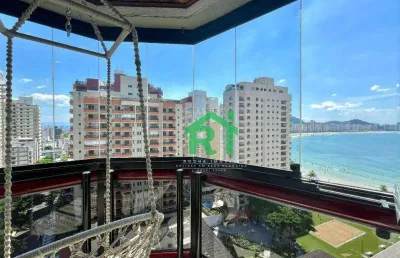 Apartamento com varanda gourmet, 4 dormitórios (1 suíte), 1 vaga, jardim astúrias, guarujá/sp