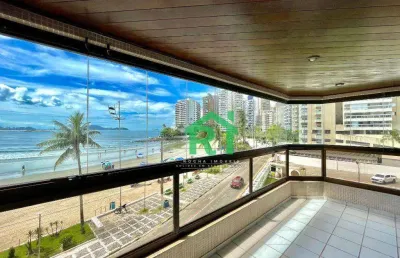 Apartamento frente mar, 3 quartos (suítes), 2 vagas, praia das astúrias, guarujá/sp