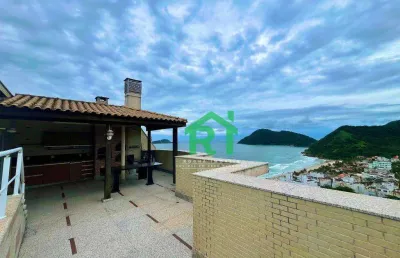 Cobertura com lazer privativo e vista mar,  3 dormitórios (1 suíte), 2 vagas, tombo - guarujá/sp