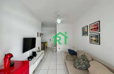 Apartamento com sacada, 3 dormitórios (1 suíte), 1 vaga, jardim astúrias, guarujá/sp