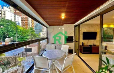 Apartamento beira mar, 4 dormitórios (2 suítes), 1 vaga, área de lazer, jardim astúrias, guarujá/sp