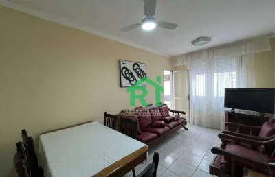 Apartamento á beira mar, 2 quartos, 1 vaga, jardim astúrias, guarujá/sp