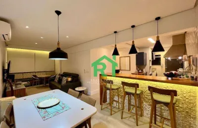 Apartamento reformado, 2 dormitórios (1 suíte), 1 vaga, área de lazer, jardim astúrias, guarujá/sp