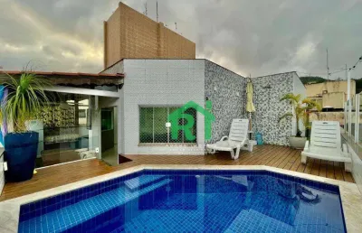Cobertura penthouse, 3 dormitórios (3 suítes), 1 vagas, área de lazer, enseada, guarujá/sp