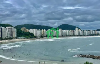 Apartamento frente mar, 3 dormitórios, 1 vaga, área de lazer, jardim astúrias, guarujá/sp