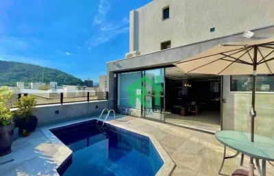 Cobertura à beira mar com 3 quartos (3 suítes), 2 vagas, lazer, pitangueiras, guarujá/sp