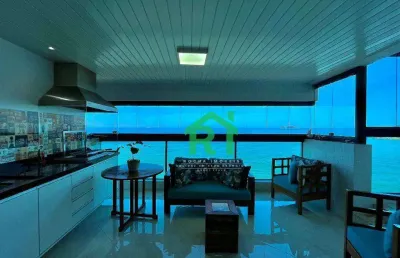 Apartamento frente mar, 3 dormitórios (3 suítes), 2 vagas, área de lazer, pitangueiras, guarujá/sp