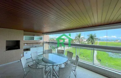 Apartamento beira mar, 4 dormitórios (4 suítes), 4 vagas, área de lazer, enseada, guarujá/sp