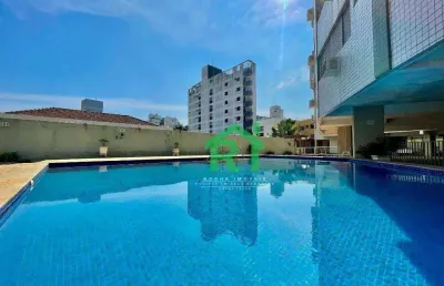 Apartamento com 2 dormitórios (2 suítes), 1  vaga,  área de lazer, tombo - guarujá/sp