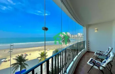 Apartamento frente mar, 3 dormitórios (1 suíte), 1 vaga, jardim astúrias, guarujá/sp