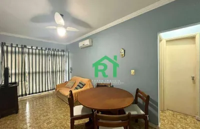 Apartamento beira mar, 1 dormitório, 1 vaga, tombo, guarujá/sp