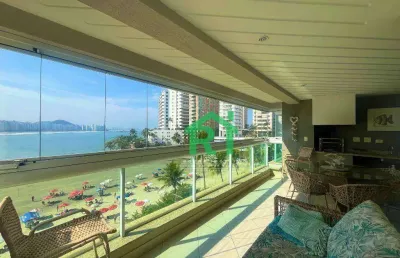 Apartamento à beira mar com 4 dormitórios (4 suítes), 2 vagas, lazer, jardim astúrias, guarujá/sp