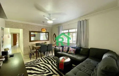 Apartamento reformado, beira mar, 2 dormitórios (1 suíte), 1 vaga, jardim astúrias, guarujá/sp