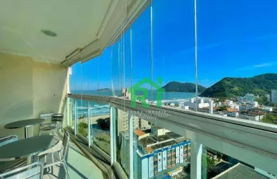 Apartamento à beira mar com 3 dormitórios (1 suíte), 2 vagas, área de lazer, tombo, guarujá/sp