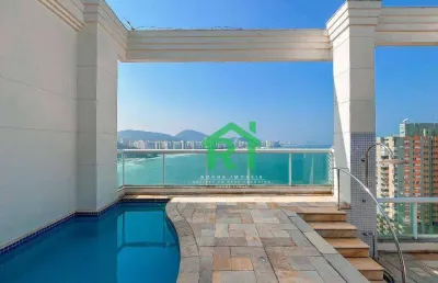 Cobertura frente-mar 5 quartos, lazer privativo. venda, 360m² r$5.500.000 - jardim astúrias - guarujá/sp
