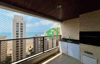 Apartamento à beira mar com 3 dormitórios (1 suíte), 1 vaga, lazer, jardim astúrias, guarujá/sp