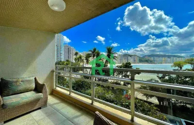 Apartamento frente mar, 3 dormitórios (1 suíte), 1 vaga, área de lazer, jardim astúrias, guarujá/sp