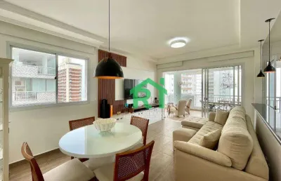 Apartamento com varanda gourmet, 3 dormitórios (1 suíte), 2 vagas, jardim astúrias, guarujá/sp